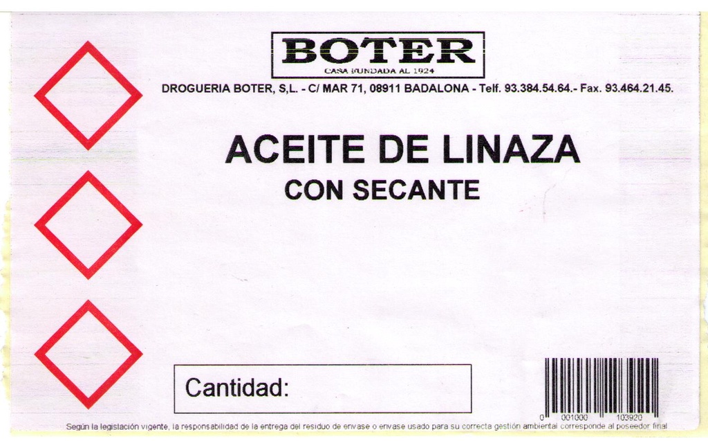 ACEITE DE LINAZA CON SECANTE BOTER