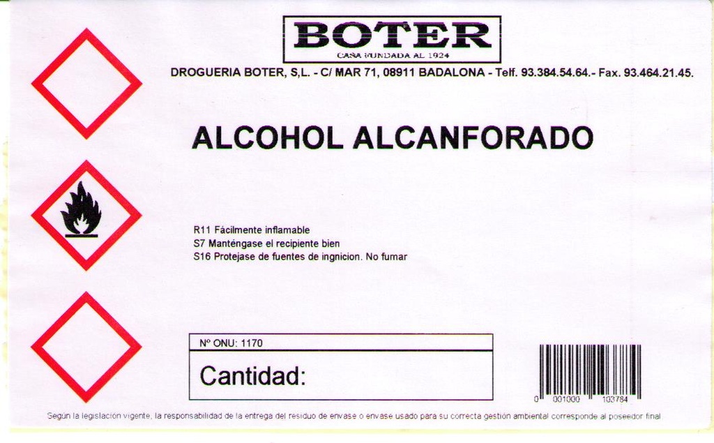 ALCOHOL ALCANFORADO BOTER