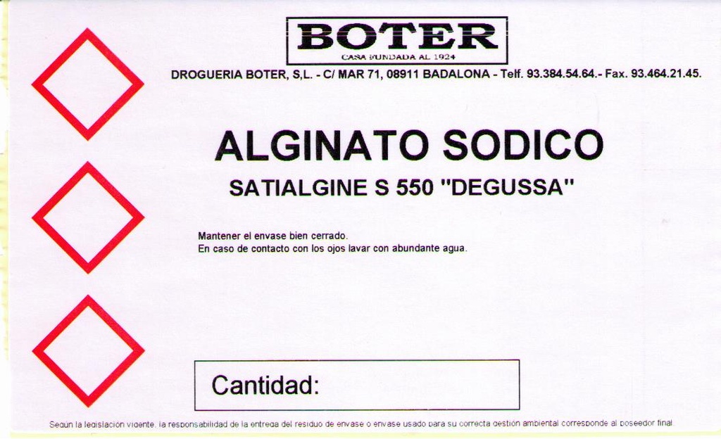 ALGINATO SÓDICO 600-700 BOTER