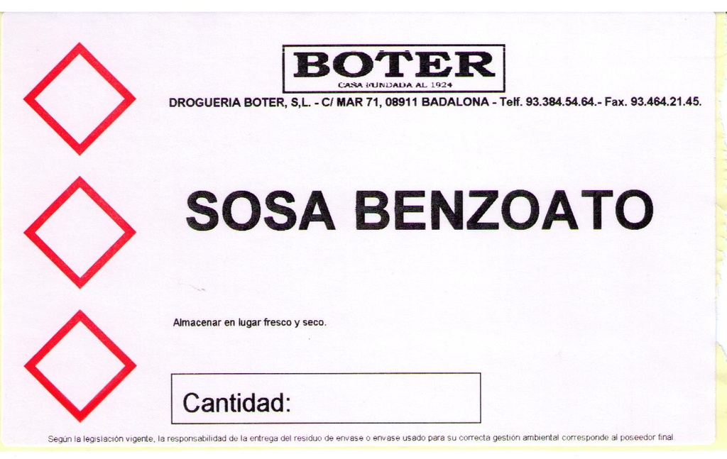 BENZOATO DE SODIO BOTER