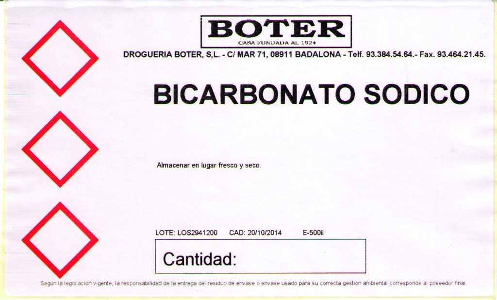 BICARBONATO SÓDICO ALIMENTARIO BOTER