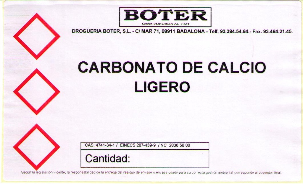 CARBONATO DE CALCIO PPDO. LIGERO BOTER