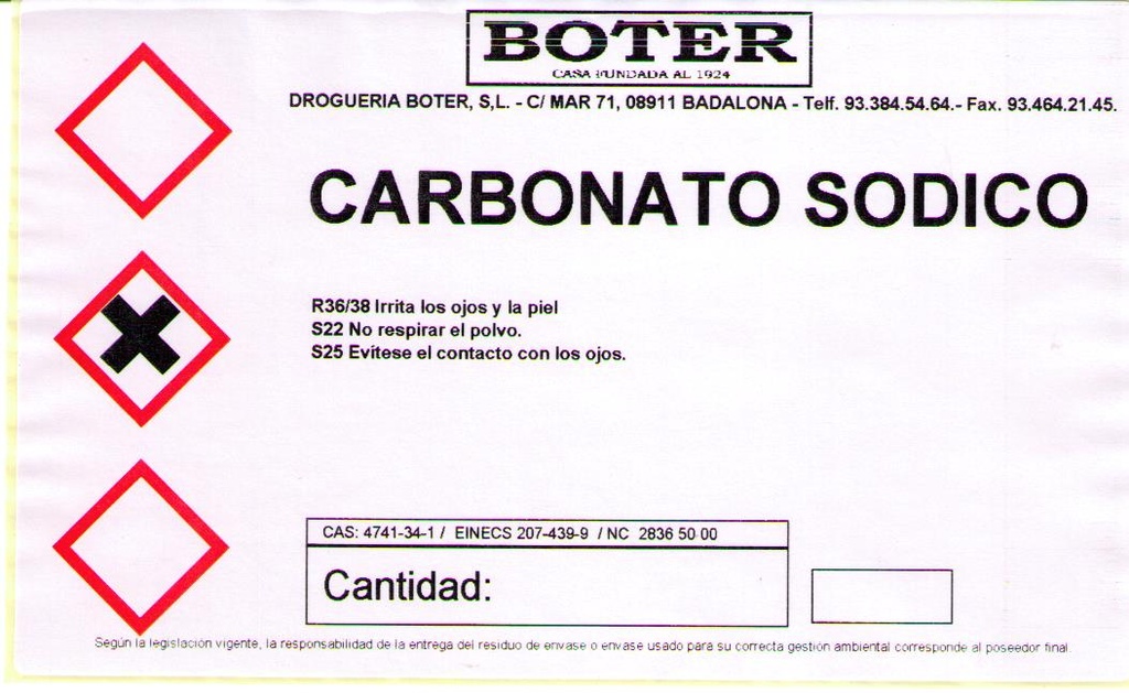 CARBONATO SÓDICO LIGERO BOTER