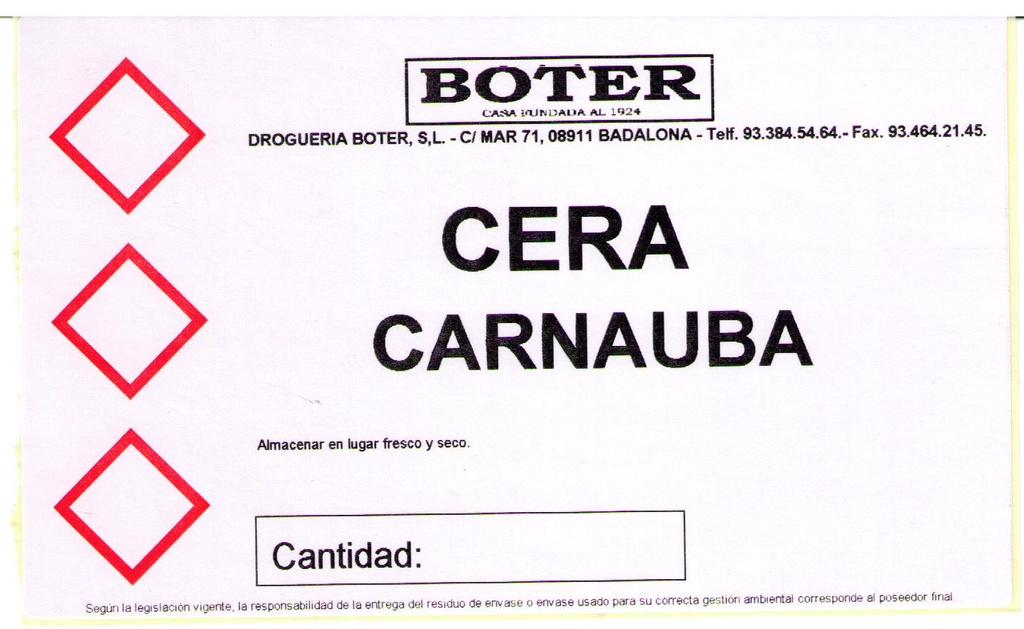 CERA CARNAUBA ESCAMAS T-1 BOTER