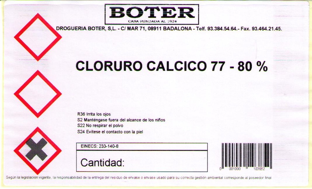 CLORURO CÁLCICO ESCAMAS 77% ANTIHUMEDAD BOTER