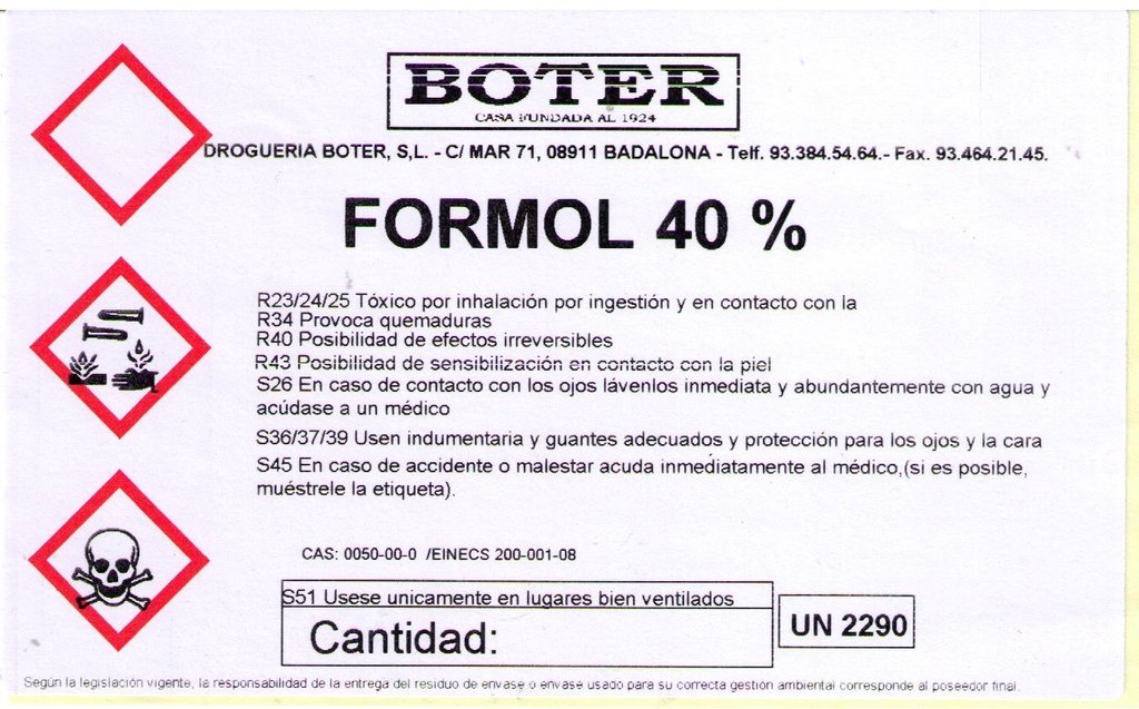 FORMOL 40% BOTER