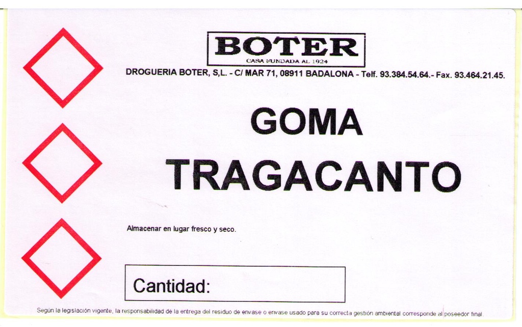 GOMA TRAGACANTO POLVO (ADRAGANTE) BOTER