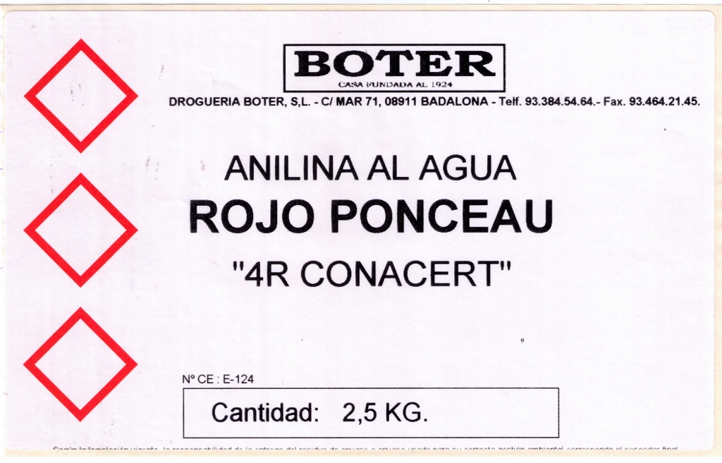 ANILINA ROJO PONCEAU 4R CONACERT (AGUA) BOTER