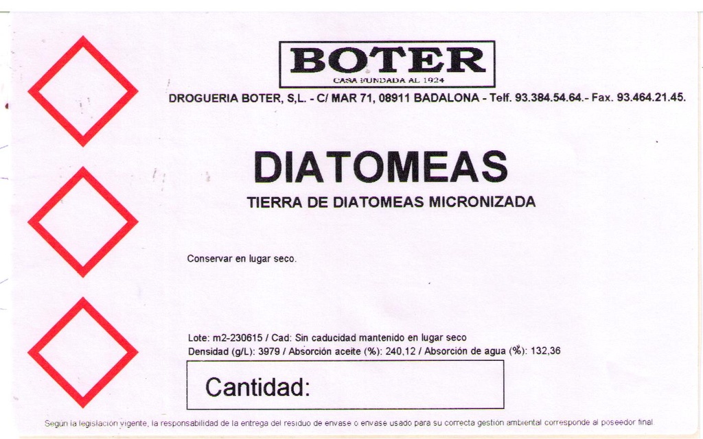 TIERRA DE DIATOMEAS 100% NATURAL BOTER