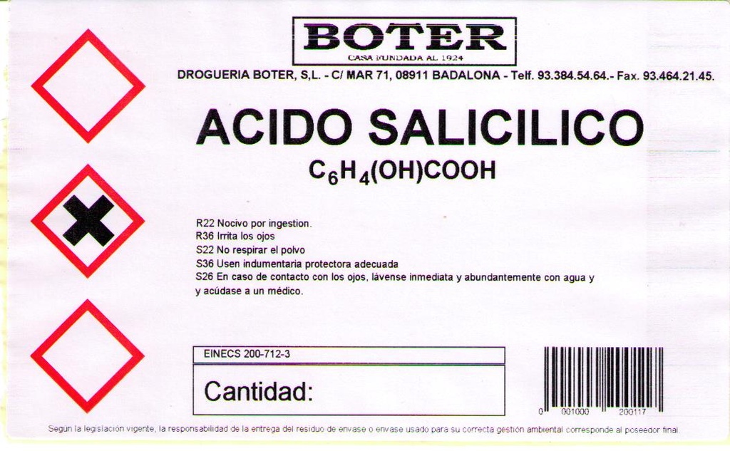 ÁCIDO SALICÍLICO POLVO BOTER