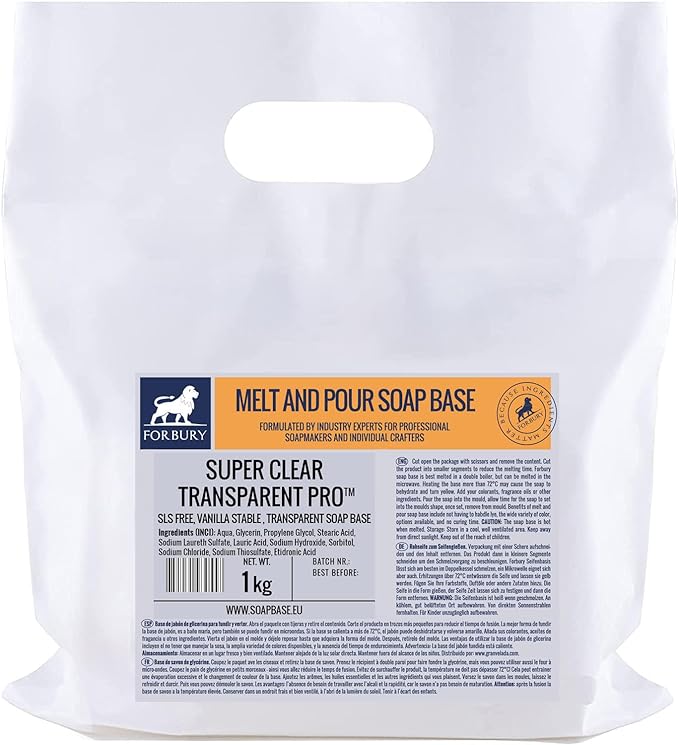 JABÓN BASE GLICERINA TRANSPARENTE &quot;SUPER CLEAR&quot; SIN SLS 1KG