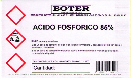 ÁCIDO FÓSFORICO 85% BOTER