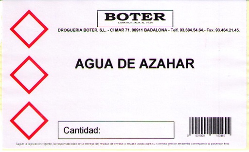 AGUA DE AZAHAR (AIGUANAF BLANC) BOTER