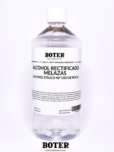 ALCOHOL ETÍLICO DE MELAZA 96º (USO DE BOCA) BOTER