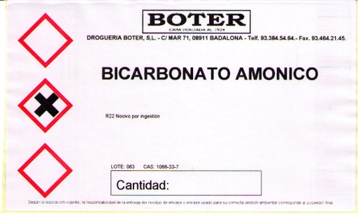 BICARBONATO AMÓNICO ALIMENTACIÓN BOTER