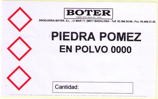 PIEDRA PÓMEZ EN POLVO 0/500 MICRAS (TOSCA ) BOTER