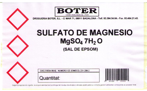 SULFATO DE MAGNESIO (SAL DE EPSOM) BOTER